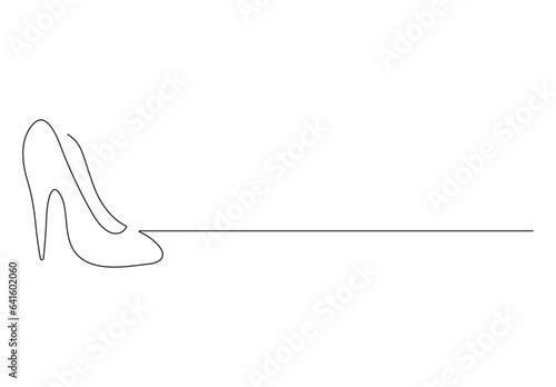 Photographie High heel shoe continuous one line art vector illustration