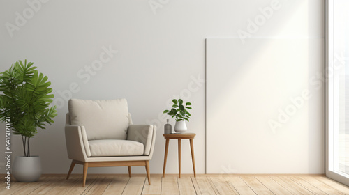 Front view on blank light wall background
