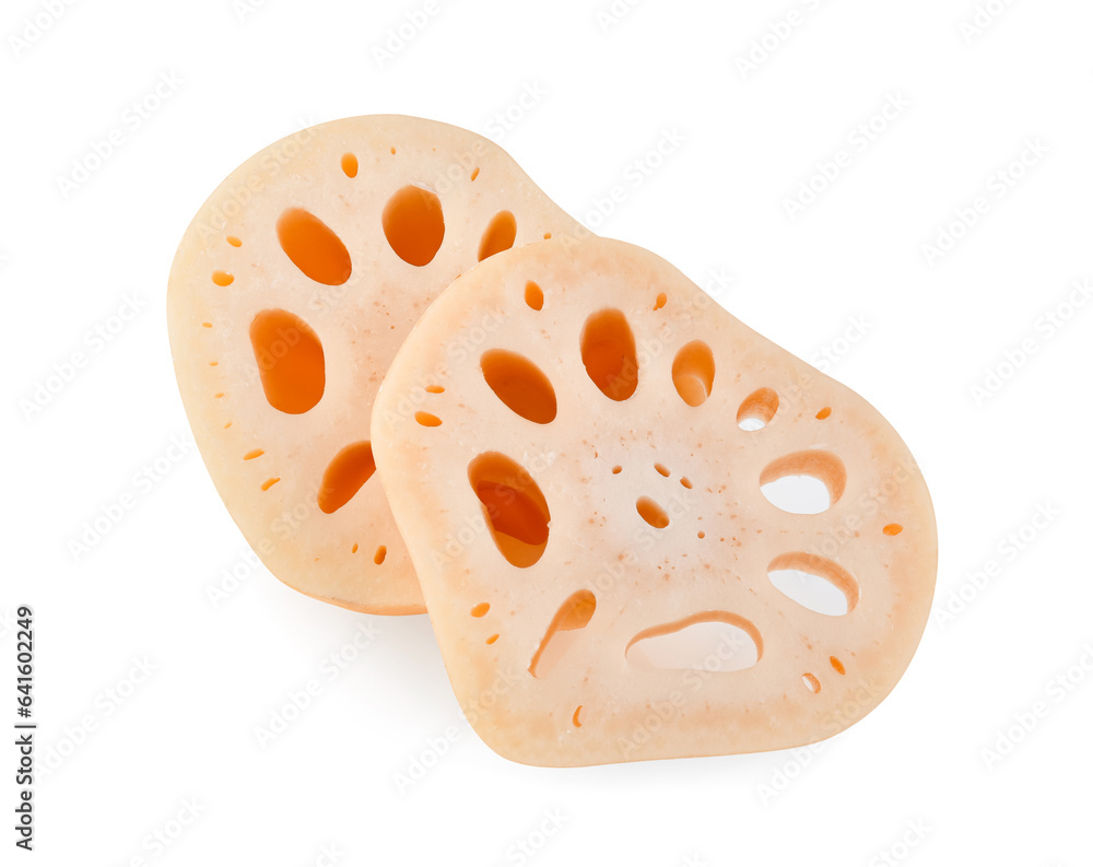 Lotus root isolated on white background. Lotus root isolated on white background.