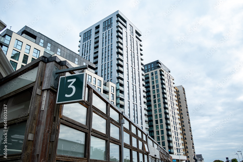 Sutton, London- large modern residential apartment blocks in Sutton town centre Sutton, London- large modern residential apartment blocks in Sutton town centre