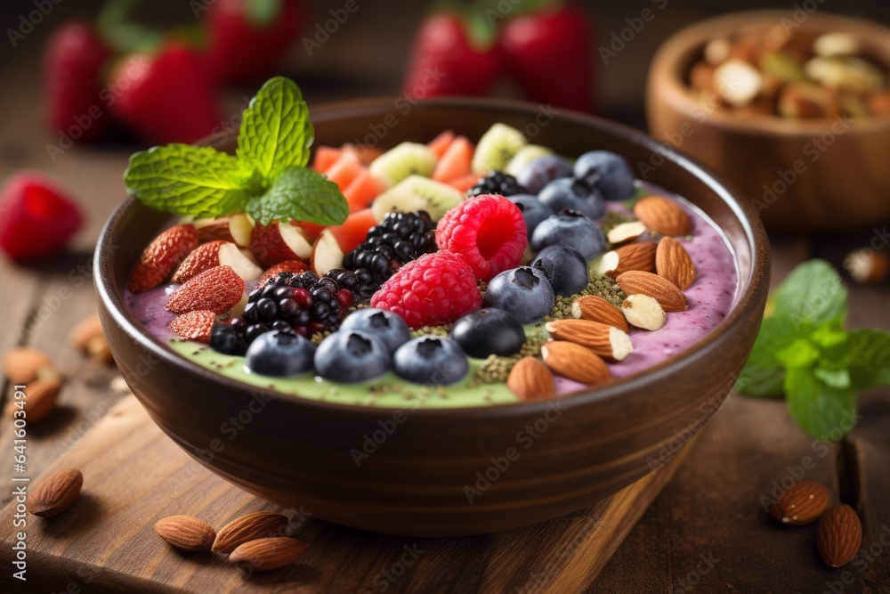 Bowl Of Nutritious Smoothie, Generative AI Bowl Of Nutritious Smoothie, Generative AI