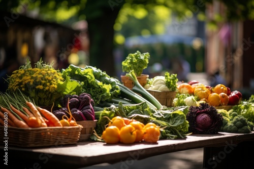 Farmers Market Stall Overflowing With Groceries, Generative AI