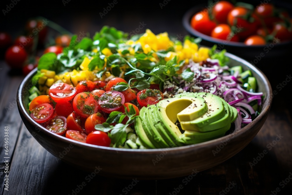 Vibrant And Colorful Salad Bowl, Generative AI Vibrant And Colorful Salad Bowl, Generative AI