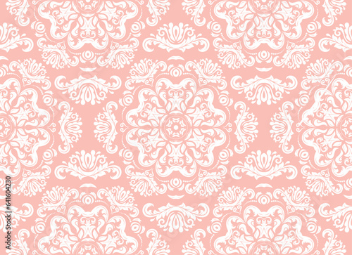 Orient vector classic pattern. Seamless abstract pink and white background with vintage elements. Orient pattern. Ornament for wallpapers and packaging
