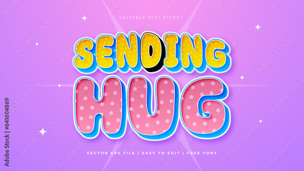 Purple pink and yellow sending hug modern editable text effect background