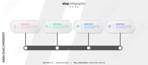 Organizational goals infographic chart design template set. Editable infochart with icons. Instructional graphics with 4 step sequence. Visual data presentation.
