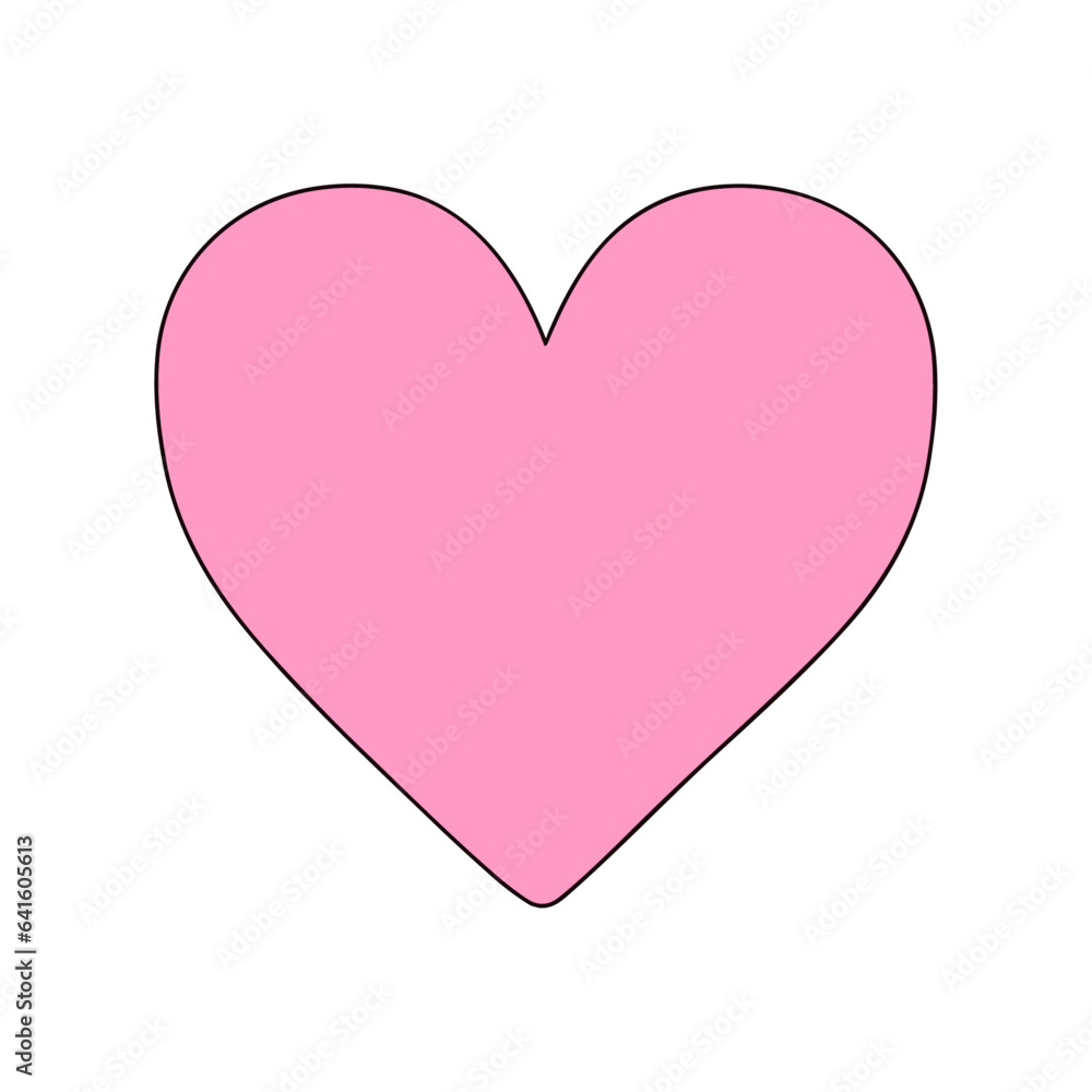 Vector isolated sticker pink valentine heart glamour barbie style illustration