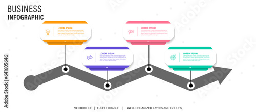 Business presentation with white arrows on white background template. Vector illustration.
