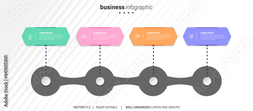 Growth opportunity infographic chart design template. Editable infochart with icons. Instructional graphics with 4 step sequence. Visual data presentation. Arial, Merriweather Sans fonts used
 photo