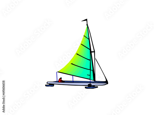 Sail board background, Sailboat icon, logo vector. Sailing Boat Illustration. Luxury Yacht with Cabin and Sails as Water Transport Vector Illustration. 
