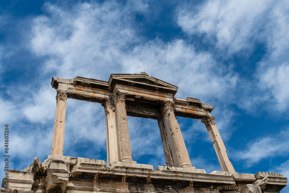 Hadrian's arch with blue sky in Athens, Greece
