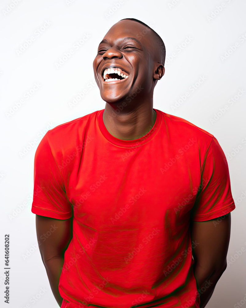 Man in red t-shirt for design showcase