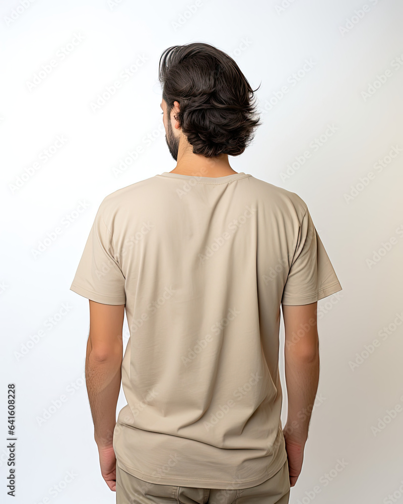 Man in white t-shirt for design showcase, back view Man in white t-shirt for design showcase, back view