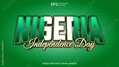 nigeria editable text effect with nigeria flag pattern suitable for poster design about holiday, Feast day or nigeria independence day moment