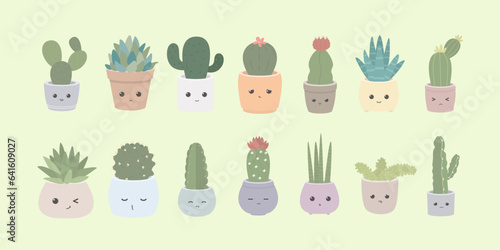 Cute Succulent Or Cactus Plant With Happy Face