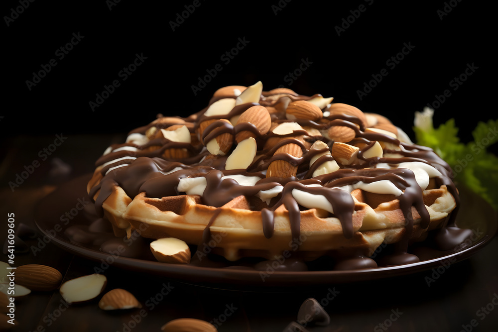 Almond Joy Waffle, nutty paradise on a plate Almond Joy Waffle, nutty paradise on a plate