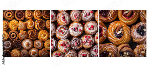 bakery danish pastry food texture background illustration delicious treat, baked sugar, gourmet fresh bakery danish pastry food texture background photo