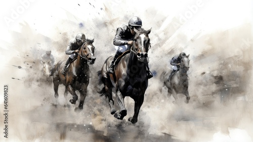 Canvas-taulu horse racing in the fog