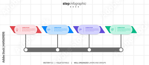 Vector Infographic design business template with icons and 4 options or steps. Can be used for process diagram, presentations, workflow layout, banner, flow chart, info graph
