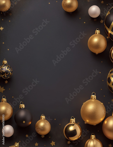 Photo golden black Christmas deco on black