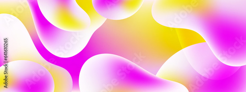 Colorful vibrant neon gradient background with liquid shapes. Morphing colorful blobs. Vector 3d illustration. Abstract 3d background. Liquid colors. Banner or sign design