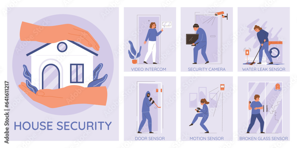 Fototapeta premium Home Security Infographic Set