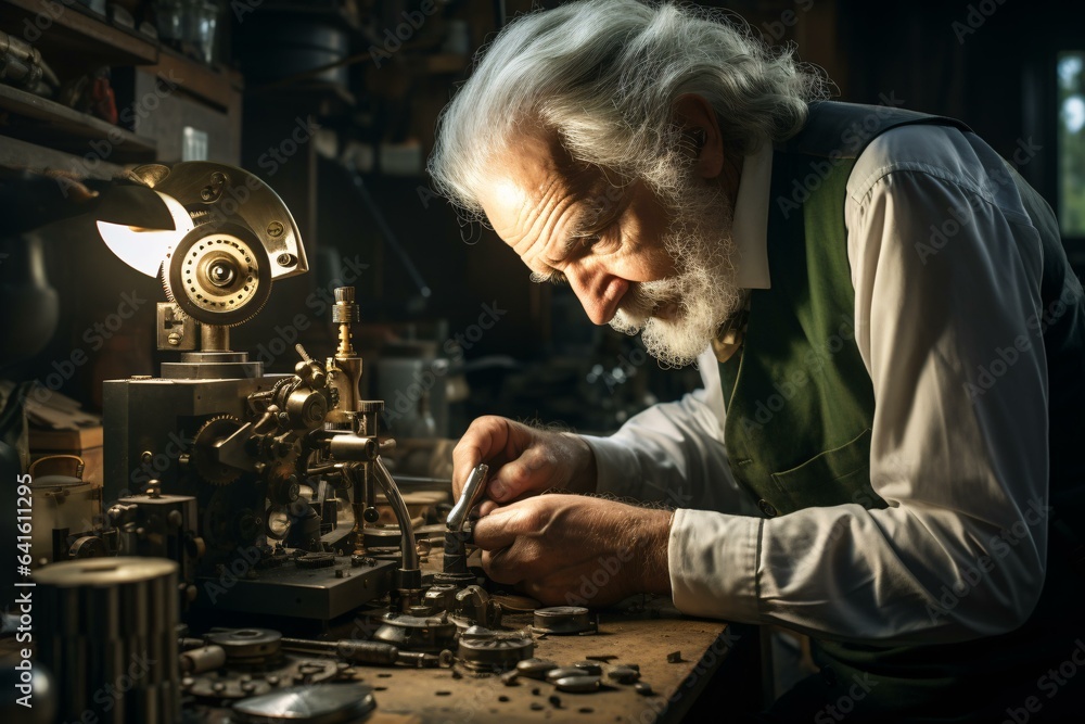 A man operating machinery in a workshop A man operating machinery in a workshop