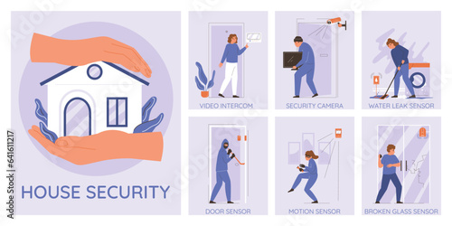 Home Security Infographic Set © Macrovector