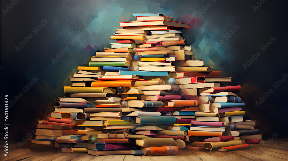 Elegantly Stacked Colorful Book Pile Elegantly Stacked Colorful Book Pile