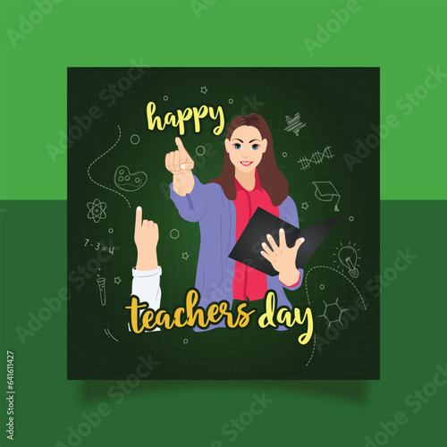 happy teacher day greeting social media post banner