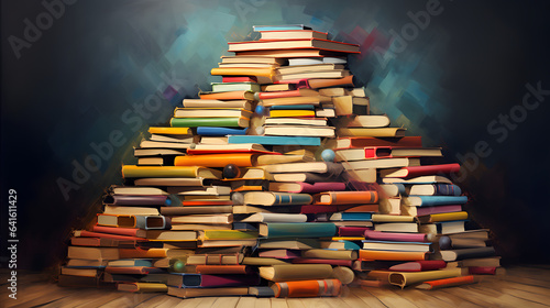  Elegantly Stacked Colorful Book Pile