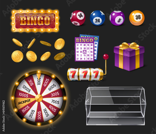 Bingo Lottery Realistic Set