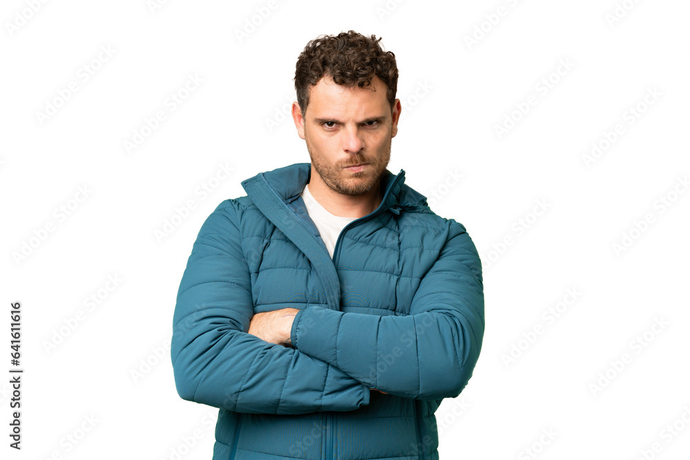 Brazilian man over isolated chroma key background with unhappy expression Brazilian man over isolated chroma key background with unhappy expression