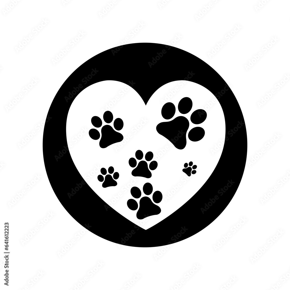 Heart paw icon vector. Dog paw illustration sign. love dog symbol. Heart paw icon vector. Dog paw illustration sign. love dog symbol.