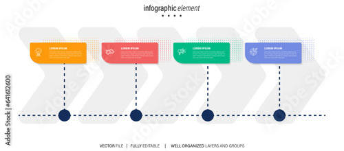 Business infographic four steps for presentation, step up infochart, vector illustration
