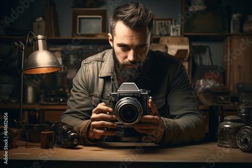 Photo of a man capturing a moment with his camera