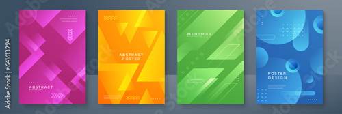 Set of bright vector colorful gradient geometric background for poster or brochure cover design