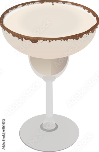 A alcoholic sweet cocktail in a glass with a chocolate rim