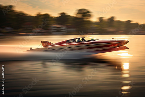Illustration of a Morning Speedboat Cruise on the River. © Robert