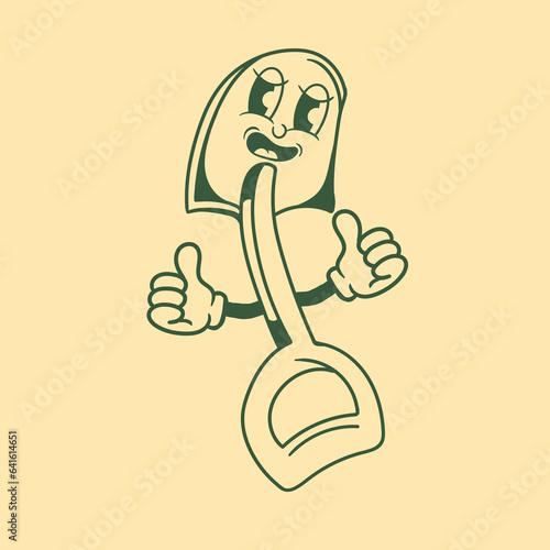 Vintage character design of shovel spade