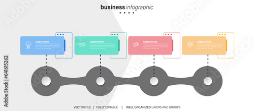 Investment efficiency infographic chart design template. Editable infochart with icons. Instructional graphics with 4 step sequence. Visual data presentation.
