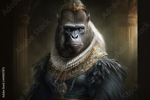 Gorilla in baroque dress