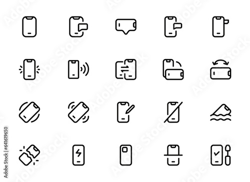 Mobile Phone Functions and Settings line icons. Smartphone technology vector linear icon set. Editable Stroke. and Suitable for Web Page, Mobile App, UI kit, UX design. vector illustration