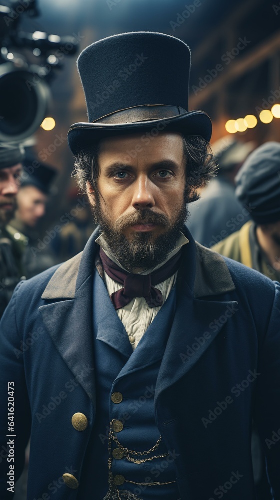 Man wearing a stylish top hat and coat Man wearing a stylish top hat and coat