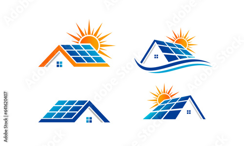 Vector set of sun solar energy logo icon vector template