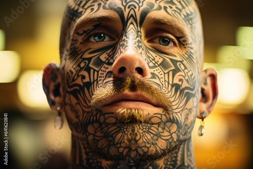 A man with a unique facial tattoo