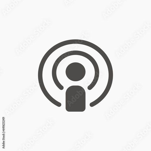 Podcast icon vector flat design. Broadcast, speech, wireless symbol