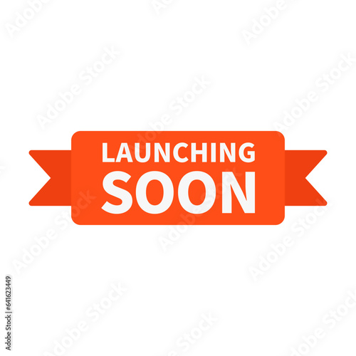 Launching Soon In Orange Rectangle Ribbon Shape For New Product Business

