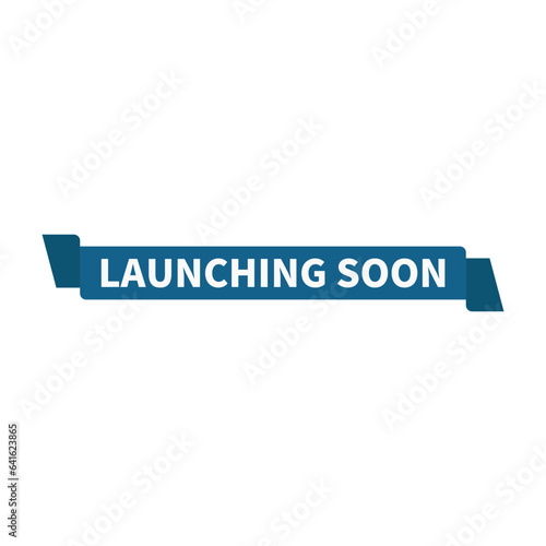 Launching Soon In Blue Rectangle Ribbon Shape For New Product Business
