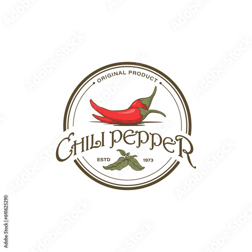Pepper chili icon logo vintage retro hand drawn vector illustration